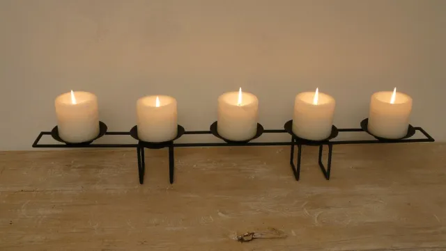 FrenzLights kandelaar kaarsenhouder Kerst design langwerpig voor 5 kaarsen sfeerverlichting kadotip cadeautip zwart