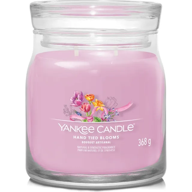 Yankee Candle Hand Tied Blooms Medium Geurkaars - 50 branduren - 2 lonten roze