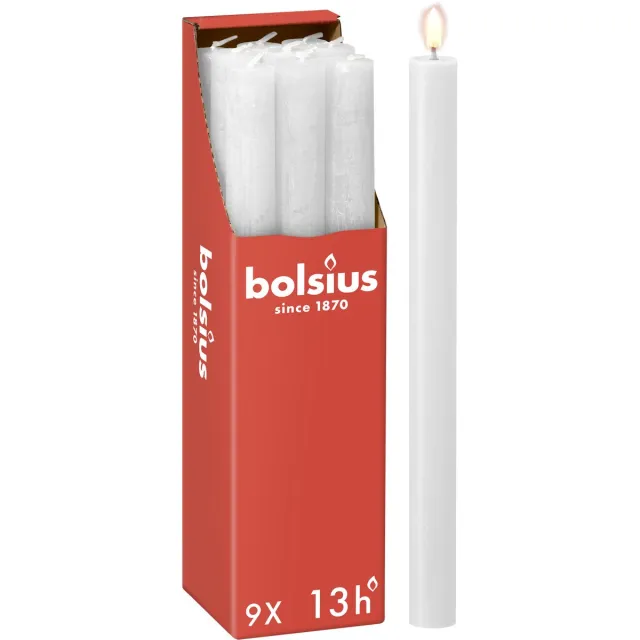 Bolsius Rustieke Dinerkaarsen - Wit - 13 branduren - 27 cm