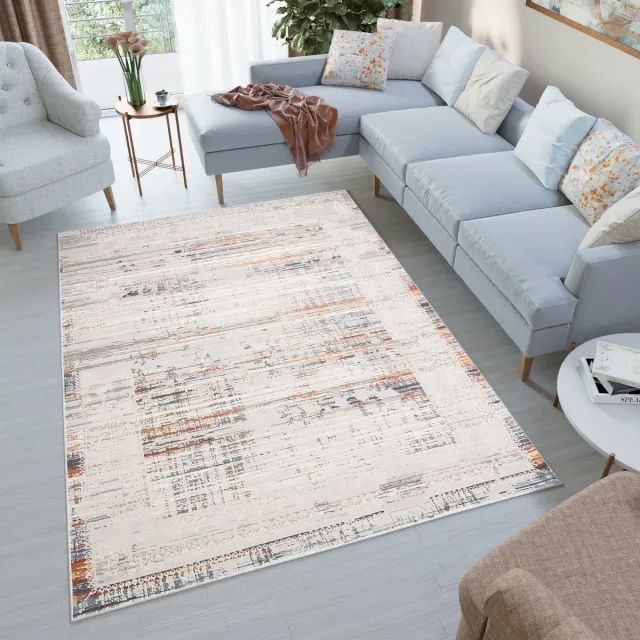 Tapiso Venezia Vloerkleed Beige Modern Vintage Woonkamer Tapijt Beige Oranje 2