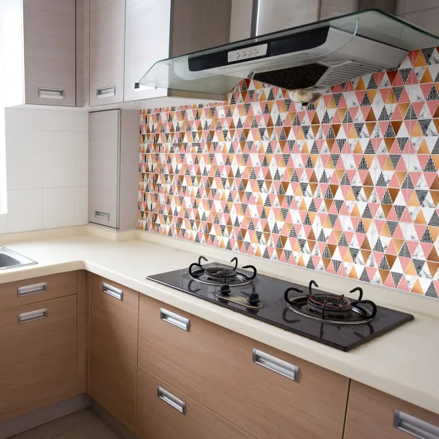 Ambiance Sticker Zelfklevende muurtegelstickers voor keuken en badkamer - 30 stijlvolle geometrische cementtegelstickers met marmerlook - 30 stickers van 15x15 cm Multi color