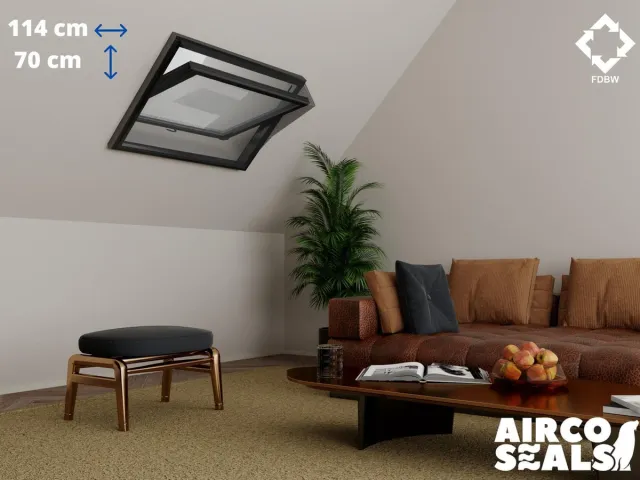 FDBW Insecten Hor Dakraam – 114 x 70 cm – Hor Geschikt voor Velux SK01 - Insect Raamhor - Vliegenhor – Velux Tuimelvenster Oplossing Zwart 114 x 70 cm