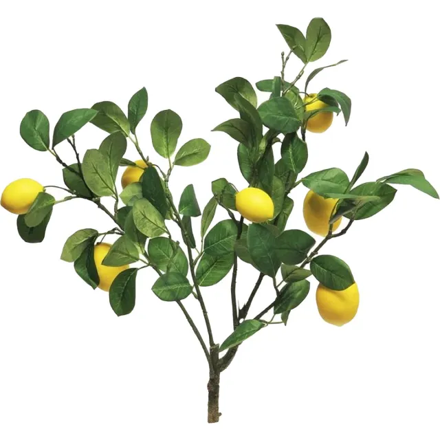 Bellatio Design Kunstbloem citrusfruit tak citroen - 60 cm - geel - kunst zijdebloemen - citroentak