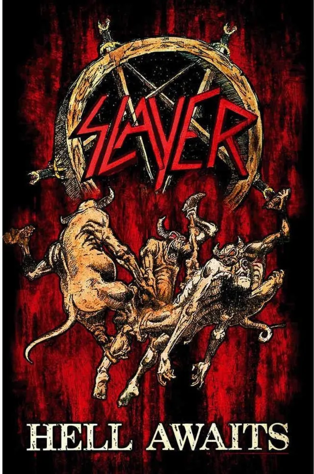 Rock Off Slayer Textiel Poster Flag Hell Awaits Multicolours