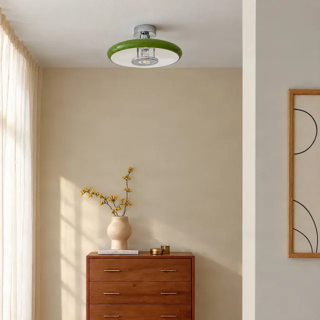 Lindby plafondlamp - 1licht - metaal - H: 16 cm - E27 - groen