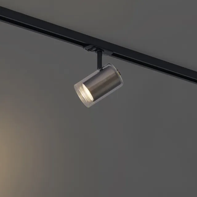 QAZQA lloyd - Moderne Spot railsysteem verlichting, railverlichting geschikt voor led - 1 lichts - Ø 6.5 cm - Gunmetal - Woonkamer | Slaapkamer | Keuken