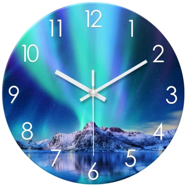 O.T.Trends Noorderlicht Wandklok 30 cm – Gehard Glas – Stil Uurwerk – Moderne Design Klok Multie