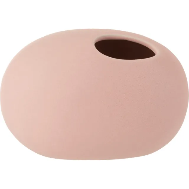 J-Line vaas Ovaal - keramiek - roze - small - 2 stuks - Ø 10 cm
