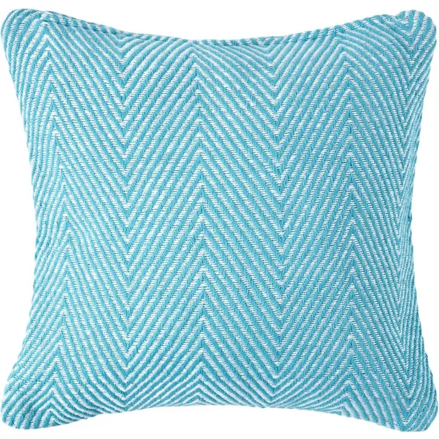 Homescapes Blauwe Halden Katoenen Chevron Kussenhoes 45 x 45 cm Blauw groen