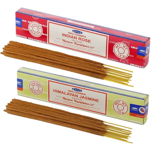 Satya Wierook cadeaus set - 2x geurstokjes - Rozen en Jasmijn geur - Meditatie Rood