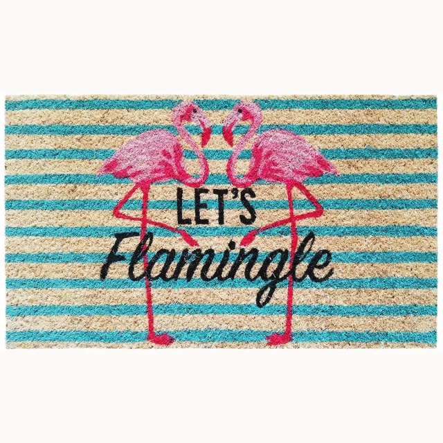 Ibenzoa Fraaie Deurmat van Kokosvezel 40 x 70 cm met Antislip Onderzijde voor Binnen en Buiten Flamingo