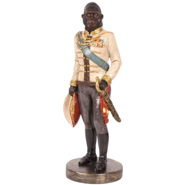 Baroque Decoratief beeld of figuur - Orang-oetan op Voet 40,5 cm - Ivoor - Resin - 40.5x15.5x13.5 - Polyresin White/cream