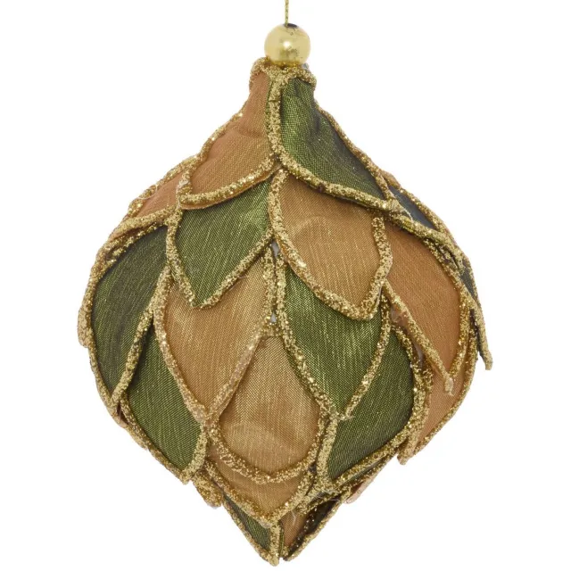 Feeric lights & Christmas Hangversiering in de vorm van een dennenboom met groene en gouden bloemblaadjes, 8 cm Modèle B