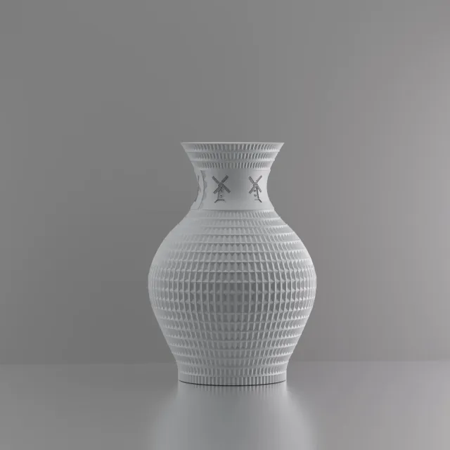 3d-gezellig Athene met molen - Vaas - Waterdicht - Grijs - Maat 25 cm - Kunststof - Modern - Bloemenvaas - 100% gerecycled PLA (bioplastic)