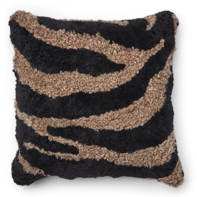 Sheepskin House Zebra Kussen - Dubbelzijdig - 60x60 cm Black/Taupe