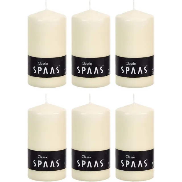 Spaas Cilinderkaars/stompkaars - ivoorwit - 6x - 6 x 10 cm - 25 branduren - horeca kaarsen