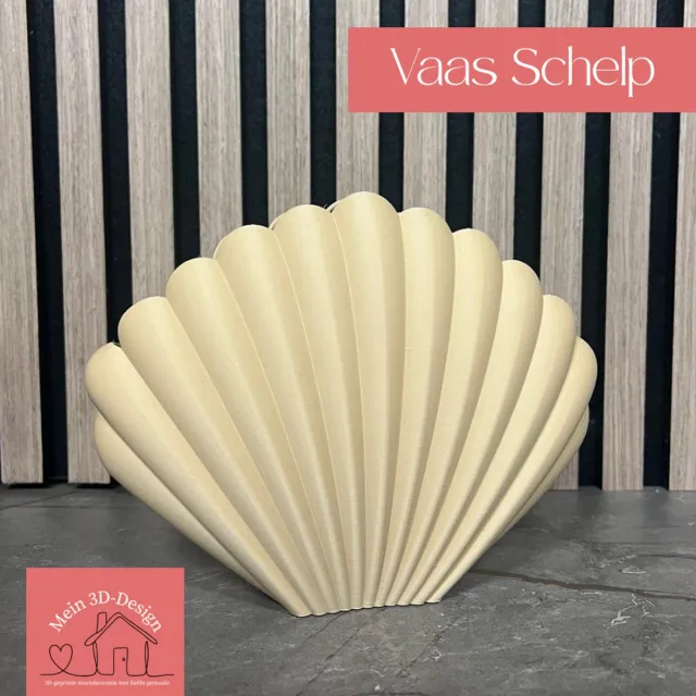 Mein 3D-Design.nl Vaas Schelp - Japandi Style - 3D geprint - Kunstbloemen - Legobloemen Latte