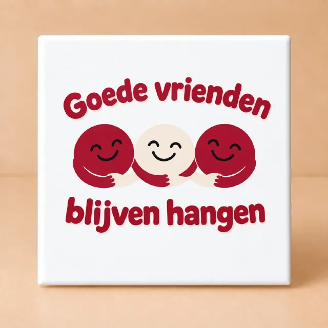 Bedruk King Minimalistische Gezelligheidsmaxxing Tegel – Scandinavische Wanddecoratie voor Vrienden en Huiskamer - 15 x 15 cm Wit