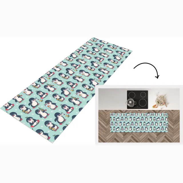 KitchenYeah Keukenloper - Loper keuken - Dieren - Patronen - Pinguïn - Keukenloper vinyl Multicolor