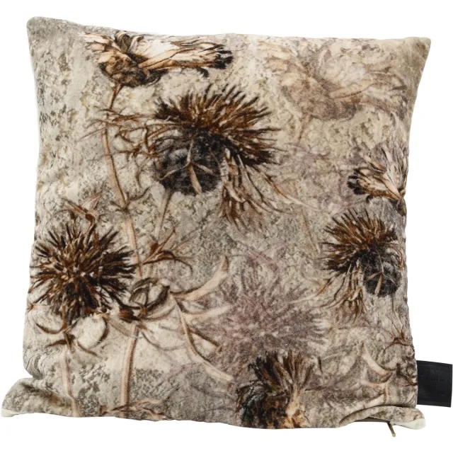PTMD COLLECTION PTMD Lazzy Vierkant Kussen - 45 x 10 x 45 cm - Katoenen Fluweel - Grijs