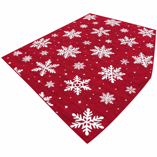 Daisy Dreams Daisy's Dreams Kerstvloerkleed - Vloerkleed - Tapijt - Wasbaar - Polyester - 140x200cm - Rood