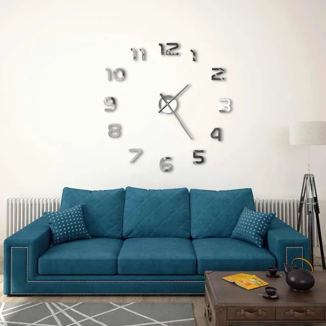 vidaXL 3D-wandklok 100 cm XXL modern zilverkleurig, foto 2