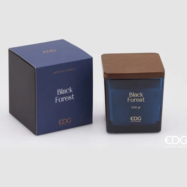 EDG - Enzo De Gasperi Geurkaars Zwarte Woud houten deksel H9,5 Black Forest blauw
