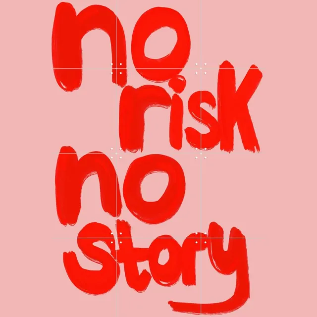 IXXI No Risk No Story, Hej.Ibiza - 60 x 80 cm - Grote wanddecoratie en posters - Modern, Digitale Kunst, Grafisch Ontwerp, Kwaststreken, Typografie Rood / Roze