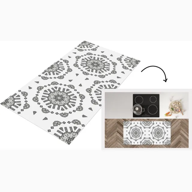 KitchenYeah Keukenloper - Loper keuken - Mandala - Patronen - Zwart Wit - Keukenloper vinyl
