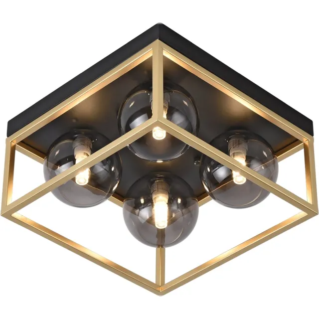 lux.pro Design plafondlamp Widnes 14,5x28x28 cm 4xG9 zwart en goudkleurig