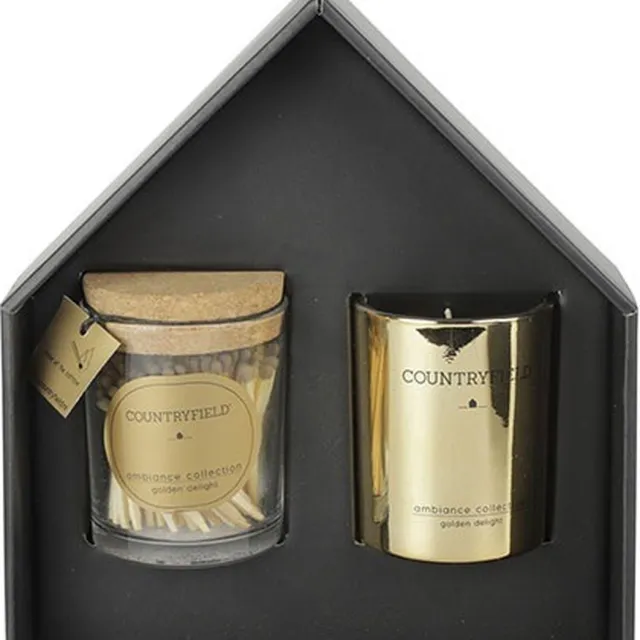 Countryfield Giftset (geurkaars & lucifers) Golden Delight goud
