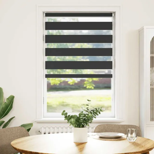 vidaXL Zebra rolgordijn 85x150 cm stofbreedte 80,9 cm zwart