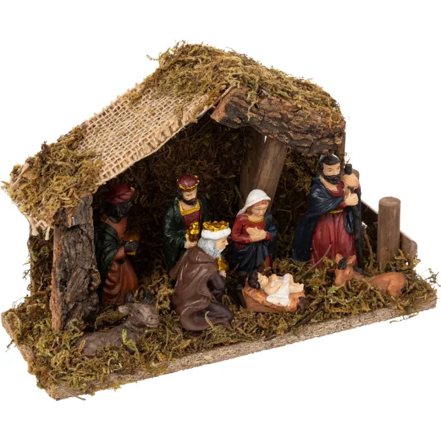 Feeric lights & Christmas kerststal - 7x beelden - LED verlichting - 13 x 7,5 x 20 cm - hout/polyresin Bruin