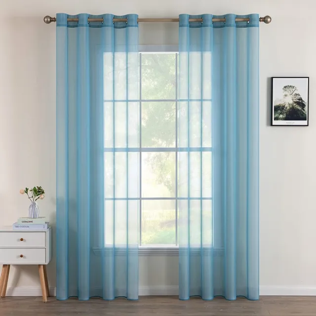 Unyqoos Elegante Transparante Gordijnen Set van 2 voor Woon- en Slaapkamer 245x140 cm Grijs/Blauw