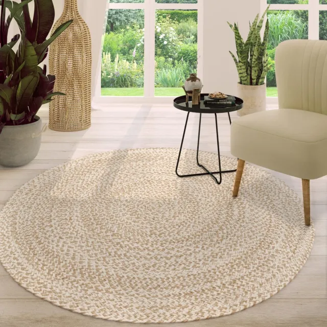 TT Home Woonkamertapijt rond kortpolig handgemaakt modern effen kleuren uitsparing ontwerp 80 x 80 cm Rond 80 x 80 cm Rond beige