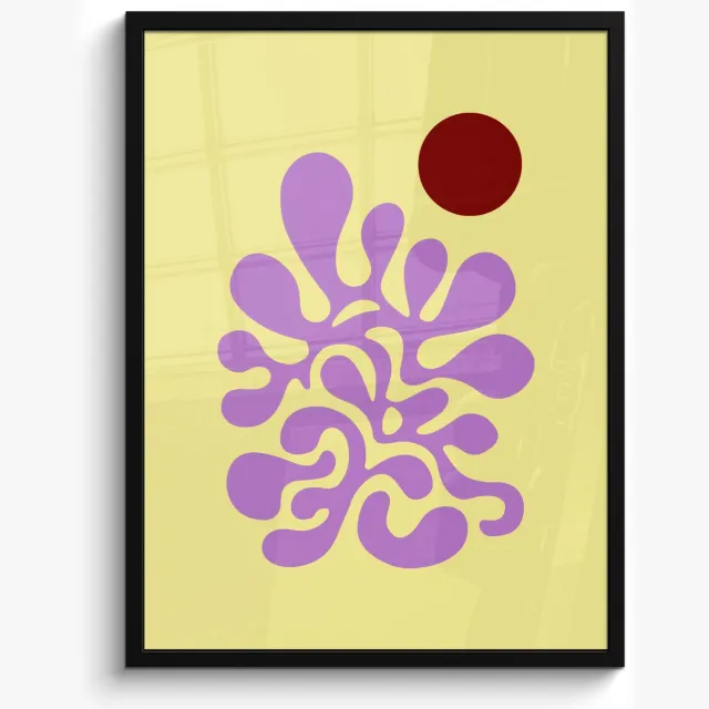 FrameYourWall Poster in lijst - Fotolijst 50x70 cm - Posters - Koraal - Cirkel - Abstract - Geel - Posterlijst zwart - Decoratie - Wanddecoratie woonkamer - Muurdecoratie slaapkamer