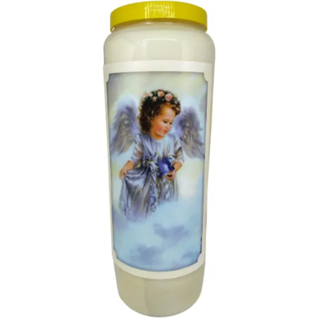 noveenkaars Engelen blauw - 9 dagen brander - set van 5 stuks Wit