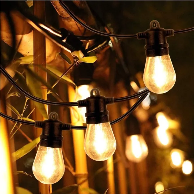 Shine Solar Lichtsnoer Buiten - 15 Meter - 15 LED Lampen - Hybride (Zonne-energie & Stekker) - IP65 Waterdicht - Inclusief Afstandsbediening & Timer - Vintage Basic