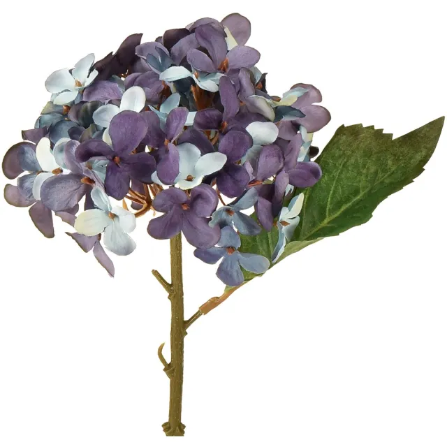 Viana Kunstmatige Hortensia Decoratie Kunstbloem Blauw Paars 34cm 2 stuks Veelkleurig