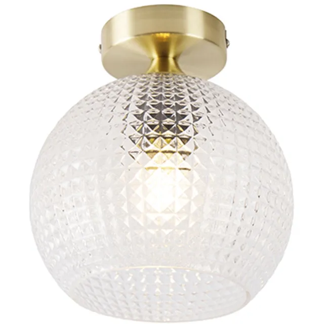QAZQA sphere - Art Deco Plafondlamp - 1 lichts - Ø 200 mm - Goud/messing - Woonkamer | Slaapkamer | Keuken