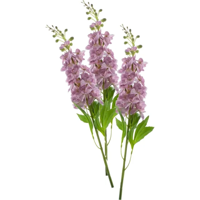 Bellatio Design Kunstbloem bloesemtak ridderspoor - 3x - 87 cm - roze - kunst zijdebloemen - bloesem tak
