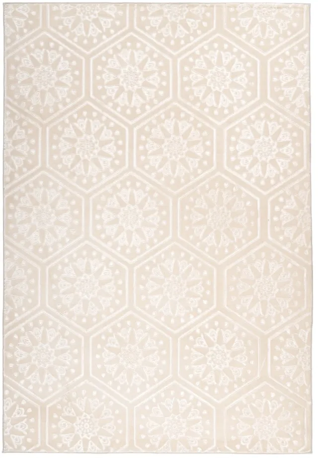 Padiro laagpolige designloper 80 x 300 cm - crème / offwhite - modern geometrisch patroon - voor vloerverwarming - van polyester en kunsthars