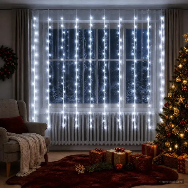 vidaXL Lichtgordijn 200 LED's Koel wit 300 x 200 cm Koudwit