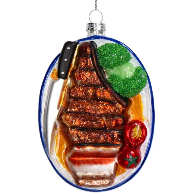 HD Collection Ornament kerstbal Biefstuk Bord Glas Multi 11.5 cm HD Collection