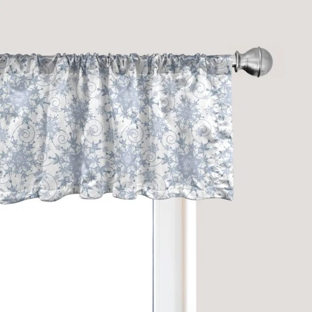 ABAKUHAUS Winter raamvalletje, gordijnvalletje voor keuken en slaapkamer met tunnelzoom, 137 cm x 30 cm, blauw grijs en wit