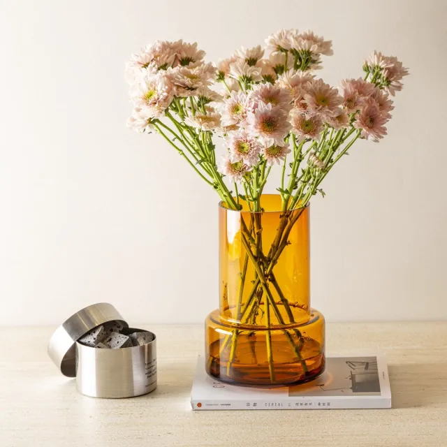 Element Accessoires Amber Vaas - Glazen Vaas - Bloemenvaas - H25 x Ø16cm