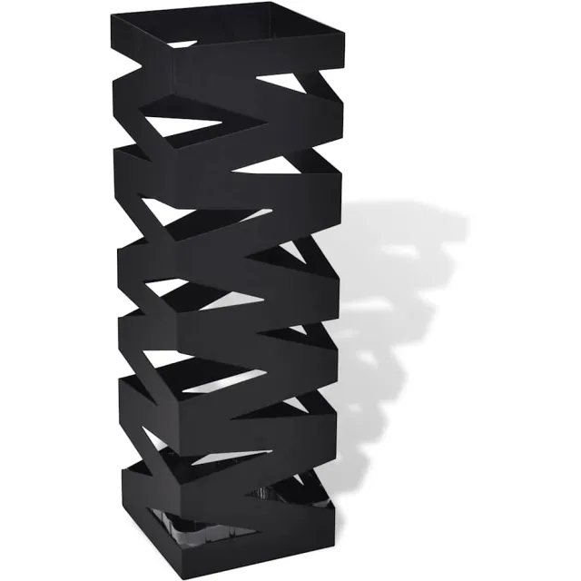 vidaXL Paraplu- en wandelstokhouder vierkant 48,5 cm staal zwart