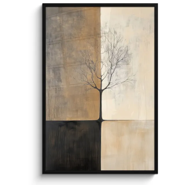FrameYourWall Poster in lijst - Fotolijst 80x120 cm - Posters - Boom - Vlakken - Takken - Kleurverloop - Posterlijst zwart - Decoratie - Wanddecoratie woonkamer - Muurdecoratie slaapkamer