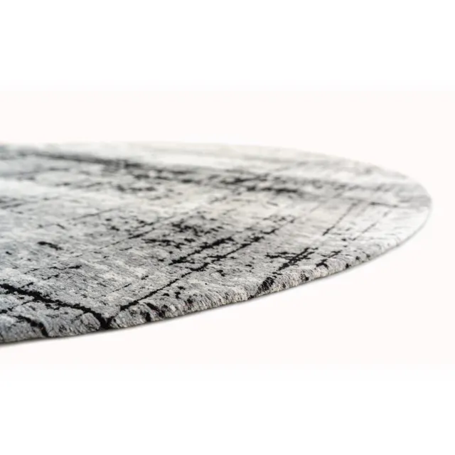 Louis de Poortere Wasbaar Binnen & Buiten Vloerkleed - 290 x 290 cm - Louis De Poortere Griff Metro Black&White - Laagpolig Tapijt - Gerecycled PET - Made in Belgium - Circulair Grijs