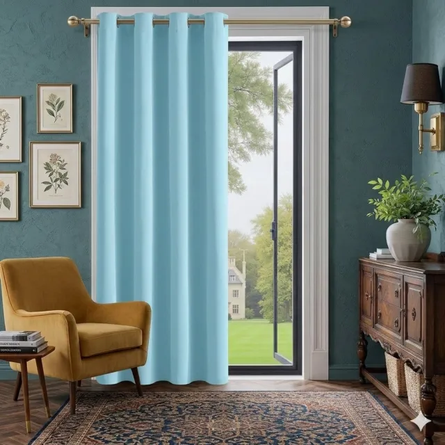 Maison Elara Verduisterend Gordijn Kant en Klaar - Blackout Gordijn met Ringen - 132x210 cm - Cappuccino - 1 Stuk - Voor Woonkamer en Slaapkamer Lichtblauw